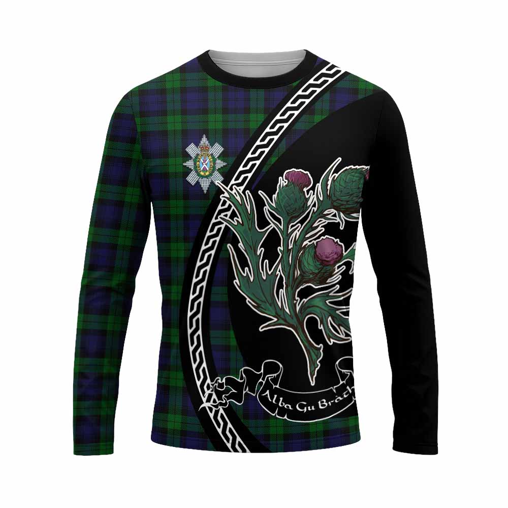 Black Watch Family Crest Tartan Long Sleeve T-Shirt Alba Thistle Inspired - Tartan Vibes Clothing