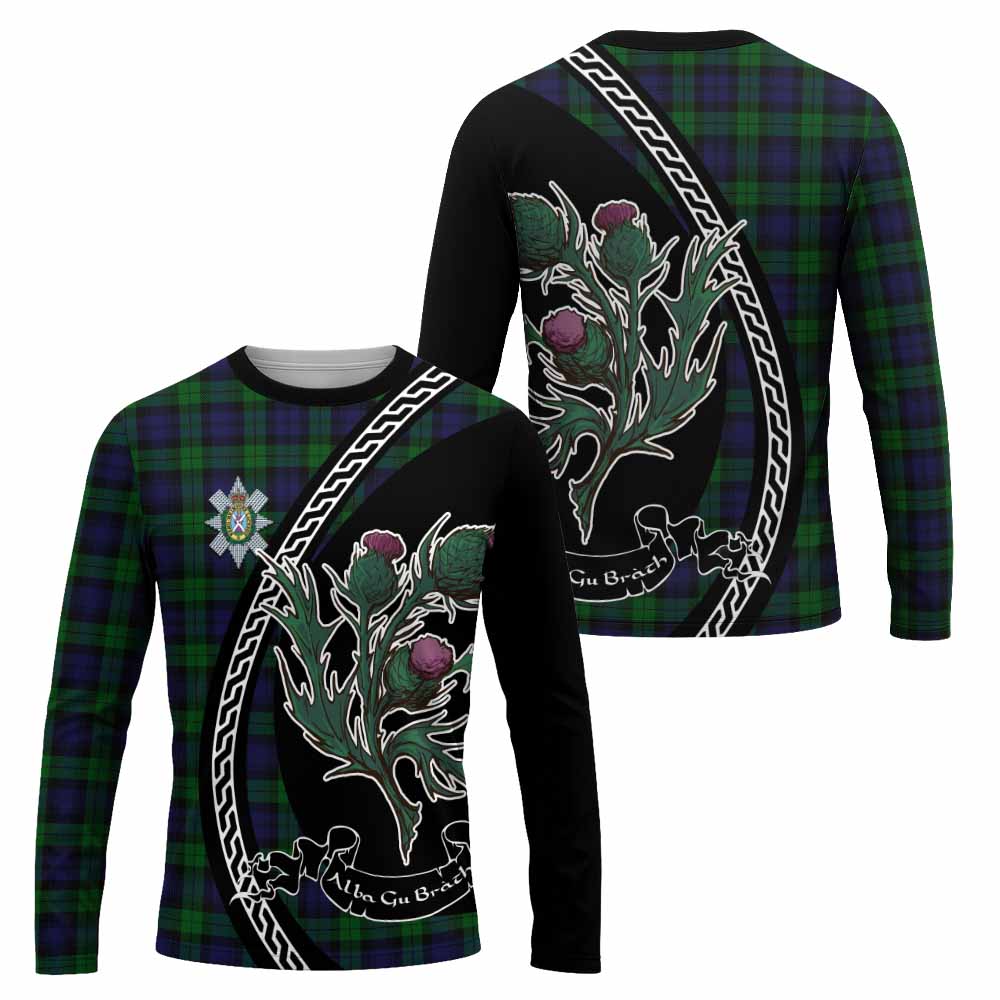 Black Watch Family Crest Tartan Long Sleeve T-Shirt Alba Thistle Inspired - Tartan Vibes Clothing