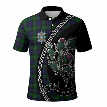 Black Watch Family Crest Tartan Polo Shirt Alba Thistle Inspired