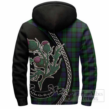 Black Watch Family Crest Tartan Sherpa Hoodie Alba Thistle Inspired