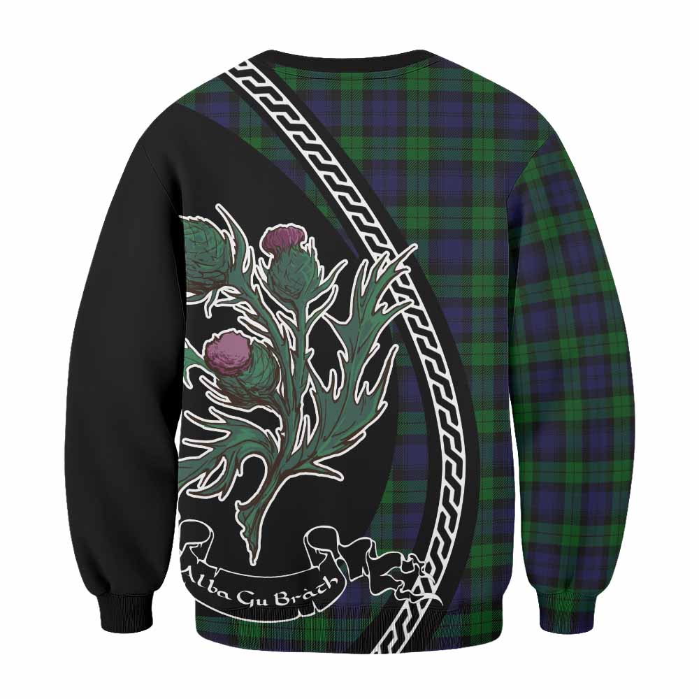 Black Watch Family Crest Tartan Sweatshirt Alba Thistle Inspired - Tartan Vibes Clothing