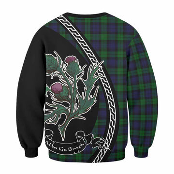 Black Watch Family Crest Tartan Sweatshirt Alba Thistle Inspired - Tartan Vibes Clothing
