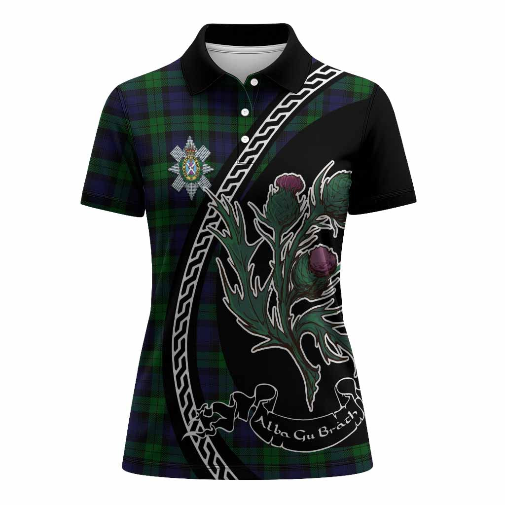 Black Watch Family Crest Tartan Women Polo Shirt Alba Thistle Inspired - Tartan Vibes Clothing