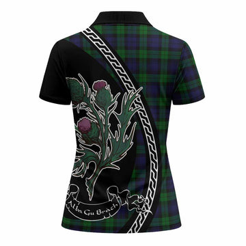Black Watch Family Crest Tartan Women Polo Shirt Alba Thistle Inspired - Tartan Vibes Clothing