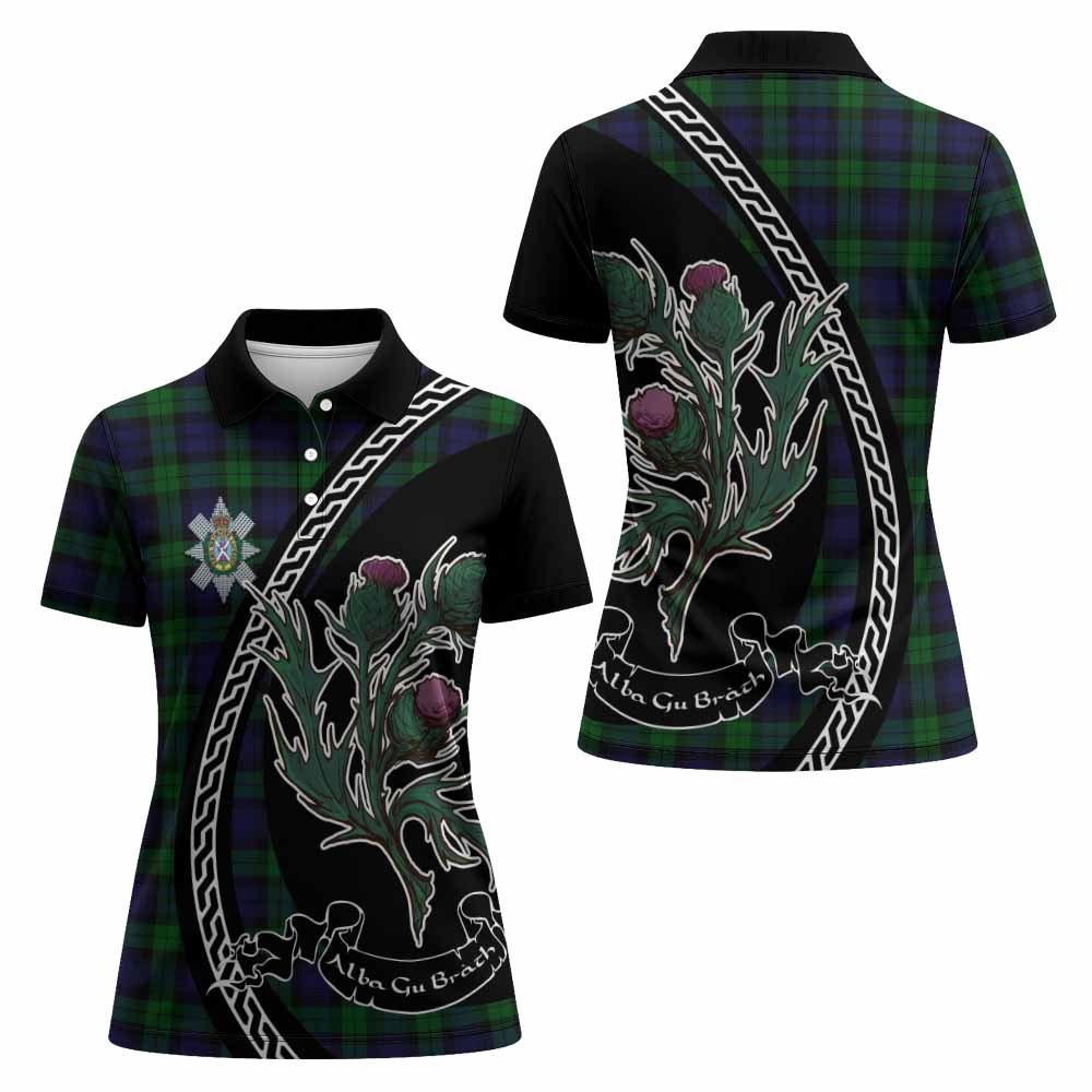 Black Watch Family Crest Tartan Women Polo Shirt Alba Thistle Inspired - Tartan Vibes Clothing