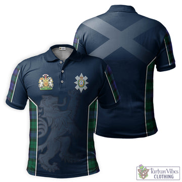 Black Watch Modern Tartan Men's Polo Shirt with Family Crest and Lion Rampant Vibes Sport Style