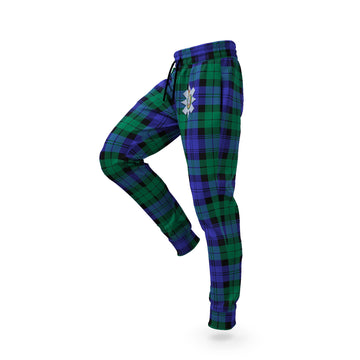 Black Watch Modern Tartan Joggers Pants with Family Crest