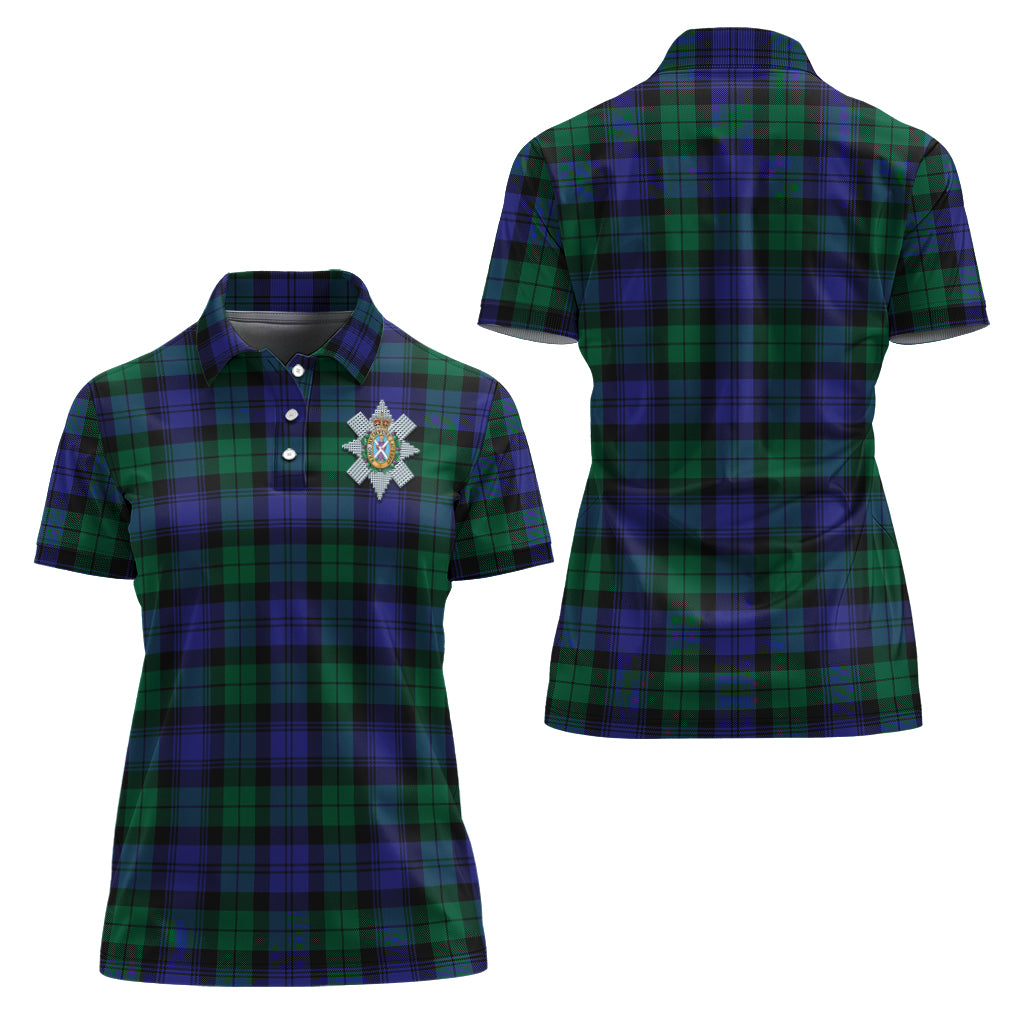 Black Watch Modern Tartan Polo Shirt with Family Crest For Women Women - Tartanvibesclothing