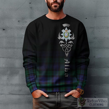 Black Watch Modern Tartan Sweatshirt Featuring Alba Gu Brath Family Crest Celtic Inspired