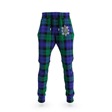 Black Watch Modern Tartan Joggers Pants with Family Crest
