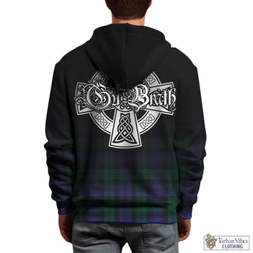 Black Watch Modern Tartan Hoodie Featuring Alba Gu Brath Family Crest Celtic Inspired