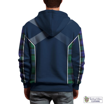 Black Watch Modern Tartan Hoodie with Family Crest and Scottish Thistle Vibes Sport Style