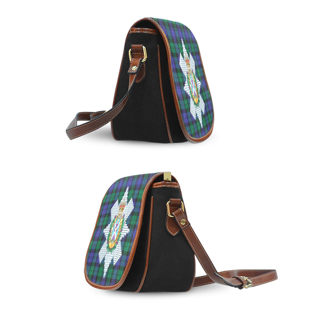 Black Watch Modern Tartan Saddle Bag with Family Crest - Tartanvibesclothing