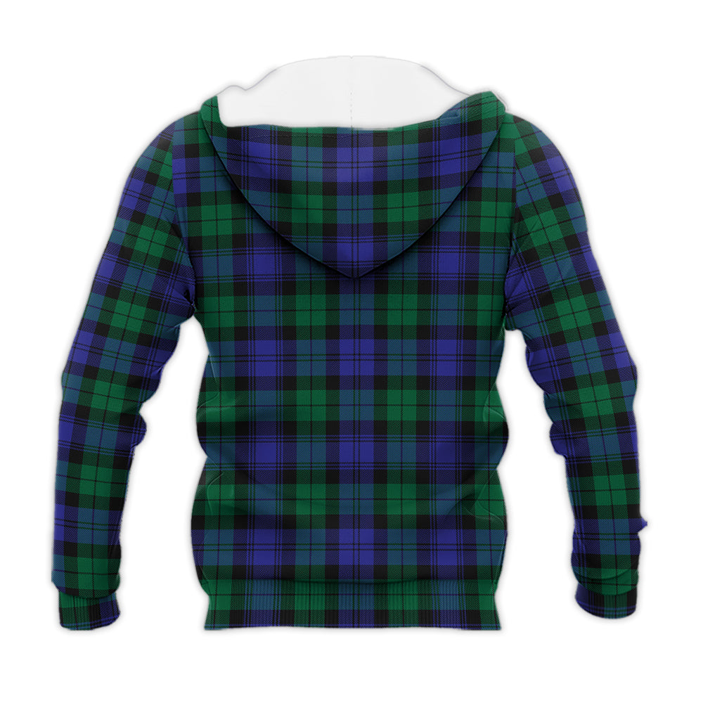 Black Watch Modern Tartan Knitted Hoodie with Family Crest - Tartanvibesclothing