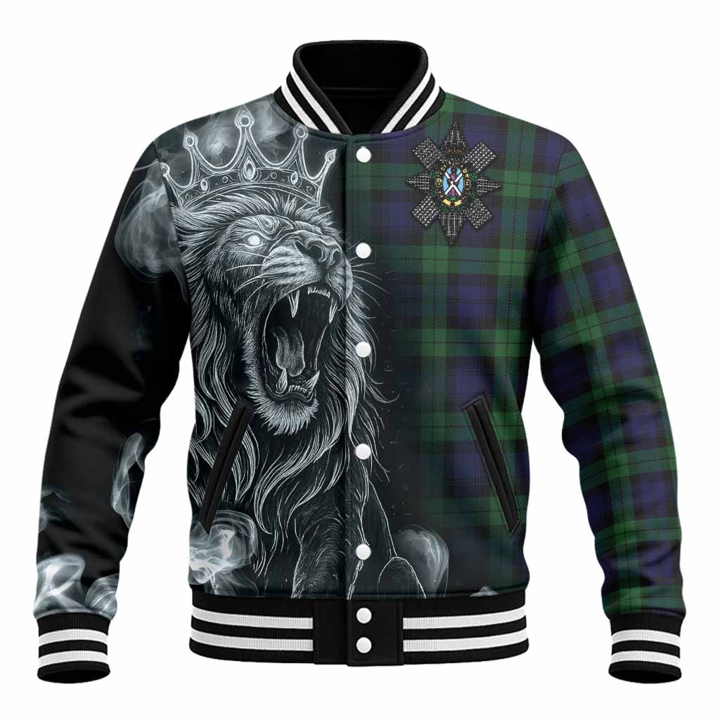 Black Watch Tartan Baseball Jacket Roaring Lion Heritage