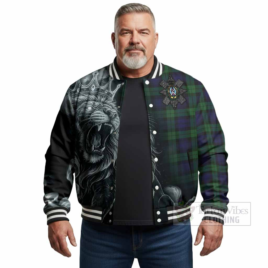 Black Watch Tartan Baseball Jacket Roaring Lion Heritage