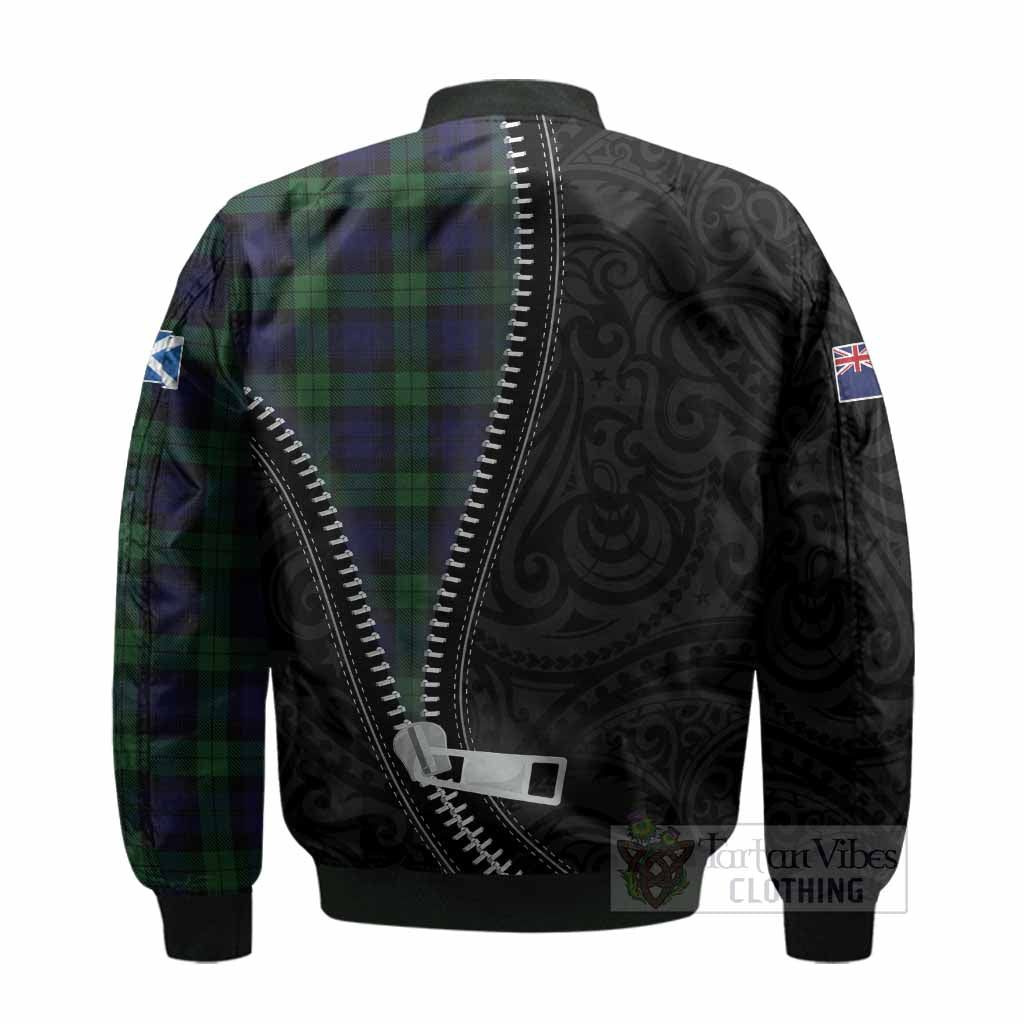 Black Watch Tartan Bomber Jacket New Zealand Pattern Unique Zipper Stylized