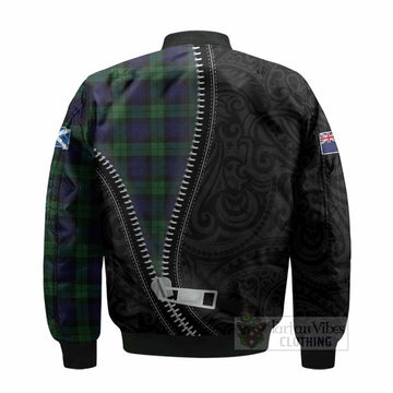Black Watch Tartan Bomber Jacket New Zealand Pattern Unique Zipper Stylized