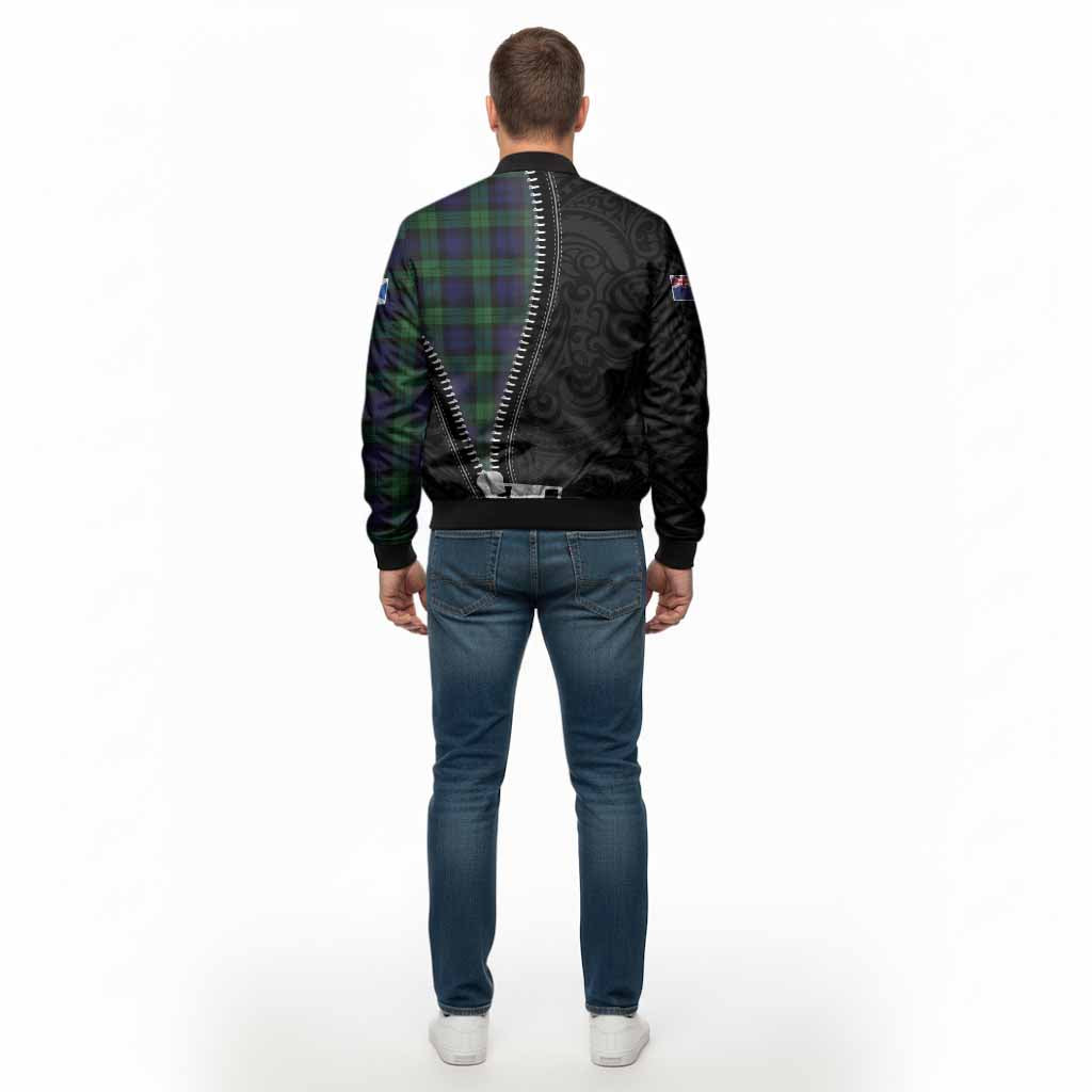 Black Watch Tartan Bomber Jacket New Zealand Pattern Unique Zipper Stylized
