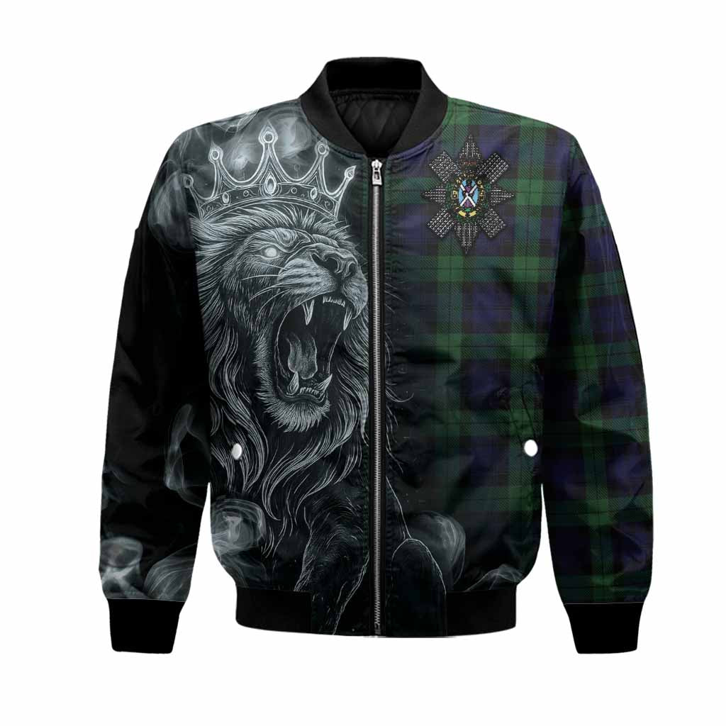 Black Watch Tartan Bomber Jacket Roaring Lion Heritage