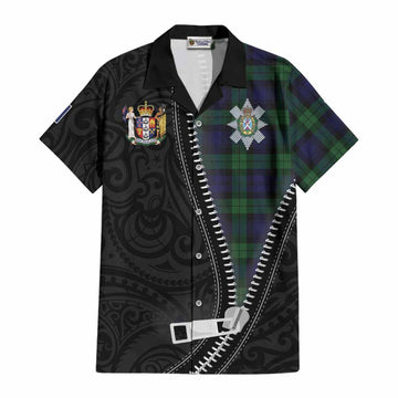 Black Watch Tartan Cotton Hawaiian Shirt New Zealand Pattern Unique Zipper Stylized