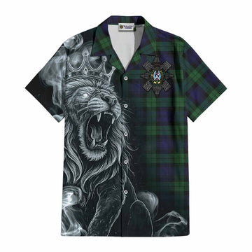 Black Watch Tartan Cotton Hawaiian Shirt Roaring Lion Heritage