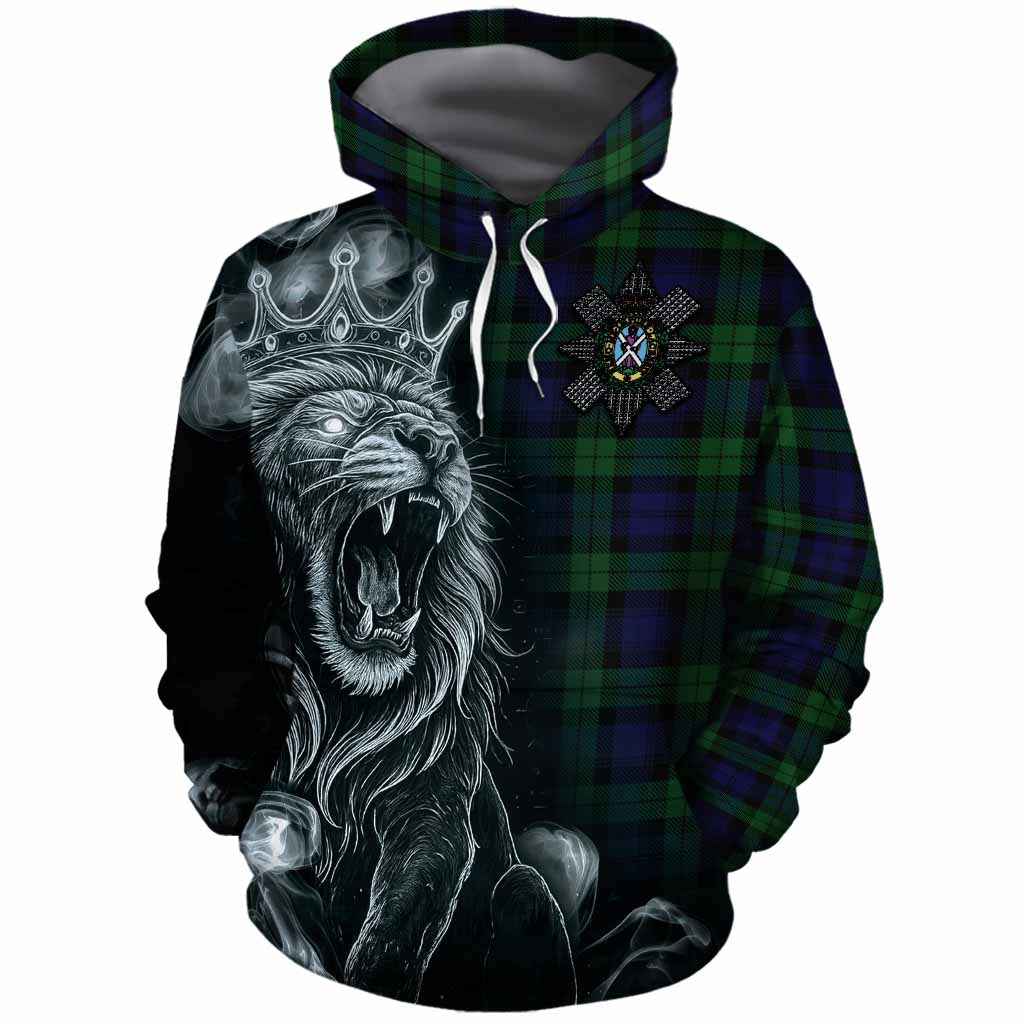 Black Watch Tartan Cotton Hoodie Roaring Lion Heritage
