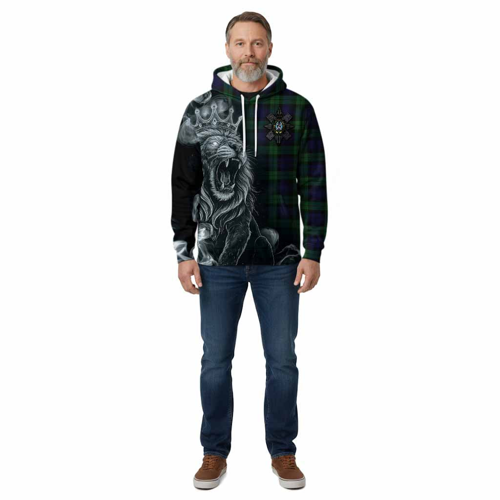 Black Watch Tartan Cotton Hoodie Roaring Lion Heritage
