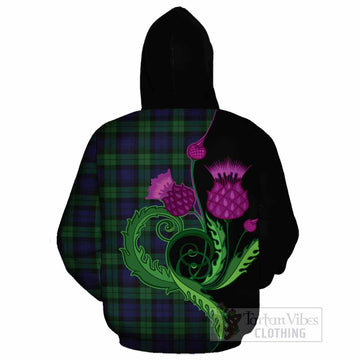 Black Watch Tartan Cotton Hoodie Traditional Scottish Thistle