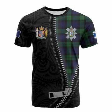 Black Watch Tartan Cotton T-shirt New Zealand Pattern Unique Zipper Stylized