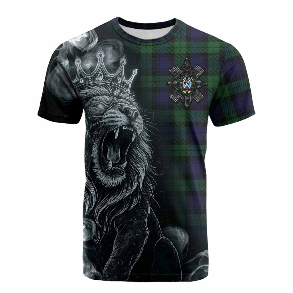 Black Watch Tartan Cotton T-shirt Roaring Lion Heritage
