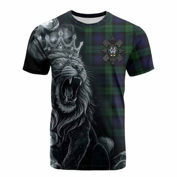 Black Watch Tartan Cotton T-shirt Roaring Lion Heritage