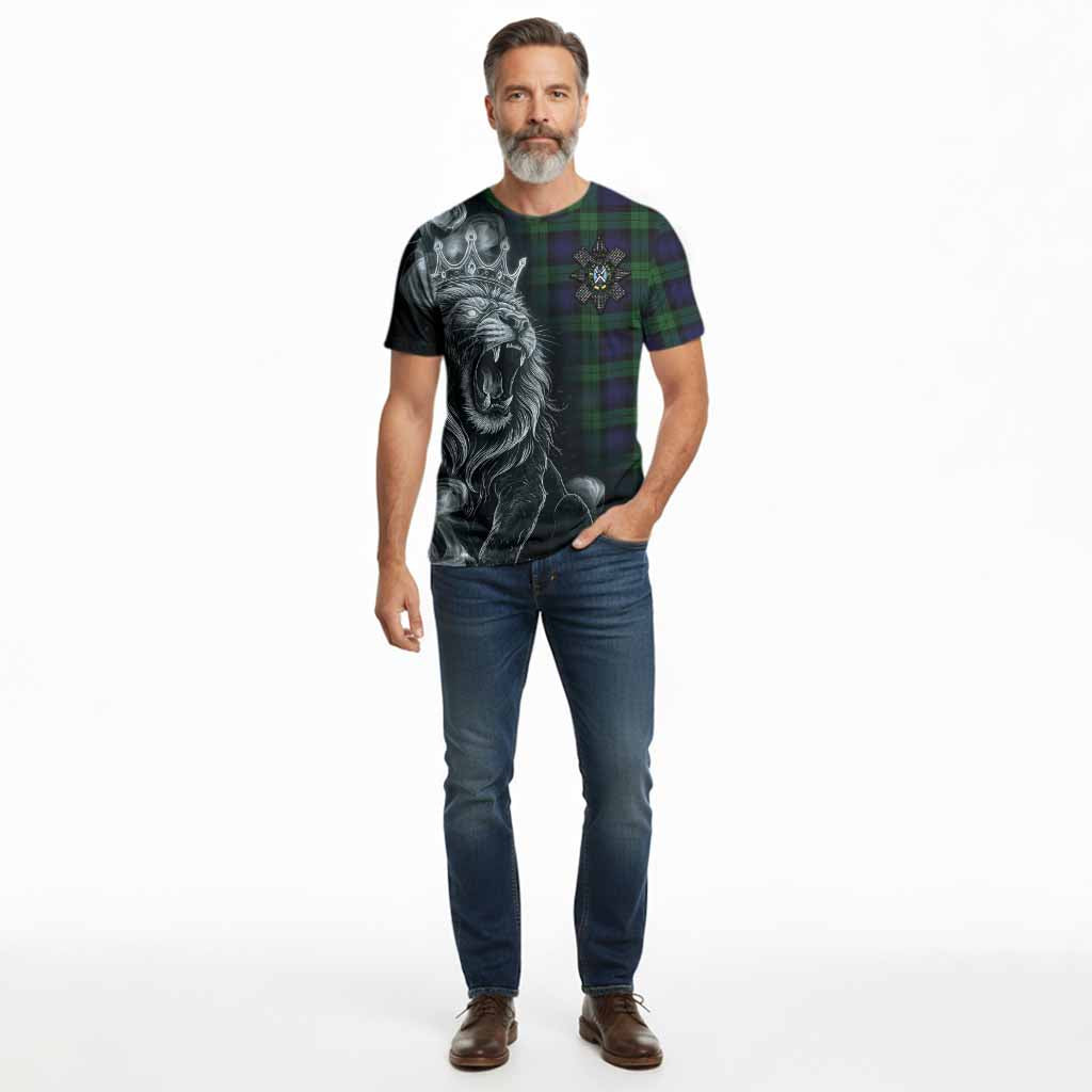 Black Watch Tartan Cotton T-shirt Roaring Lion Heritage