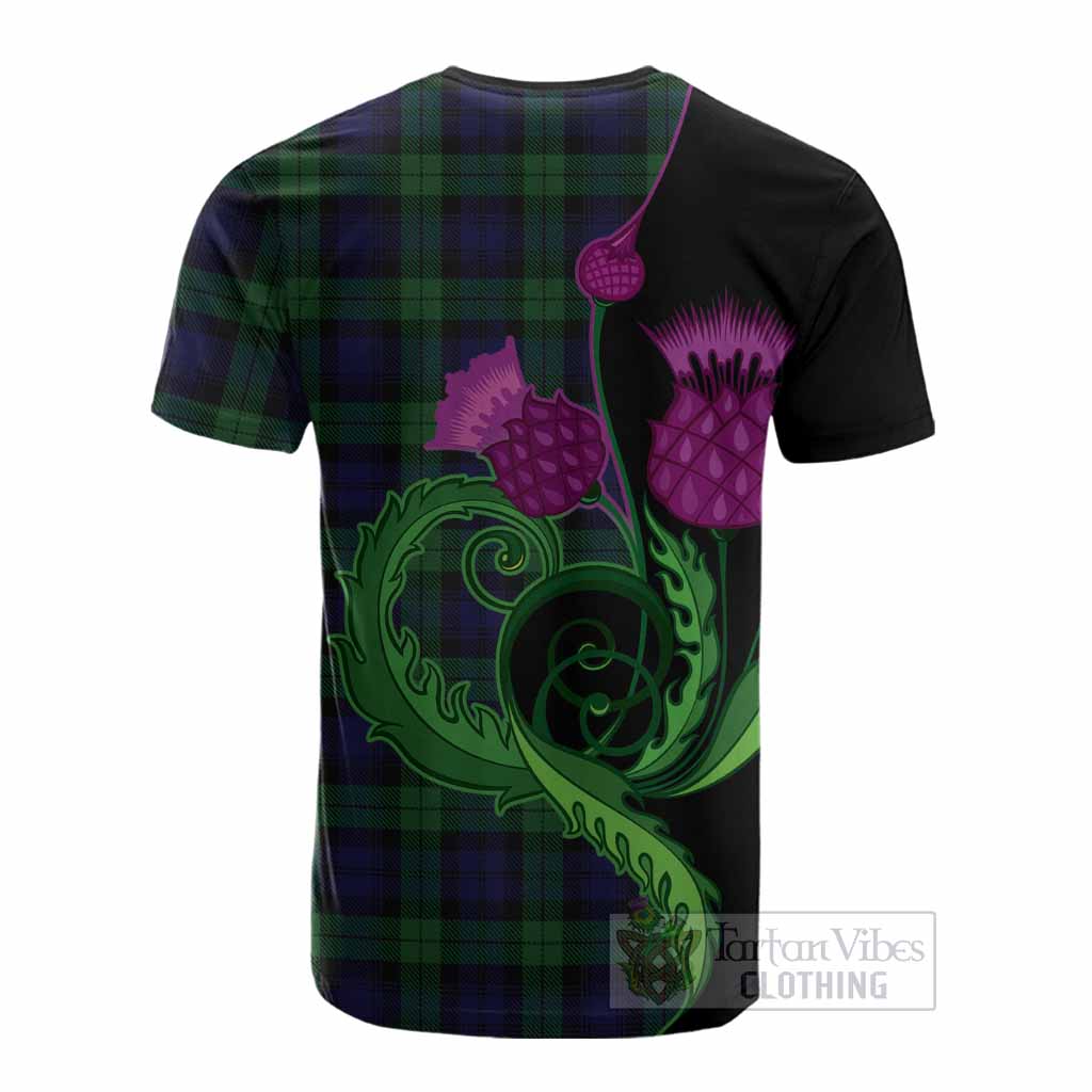 Black Watch Tartan Cotton T-shirt Traditional Scottish Thistle