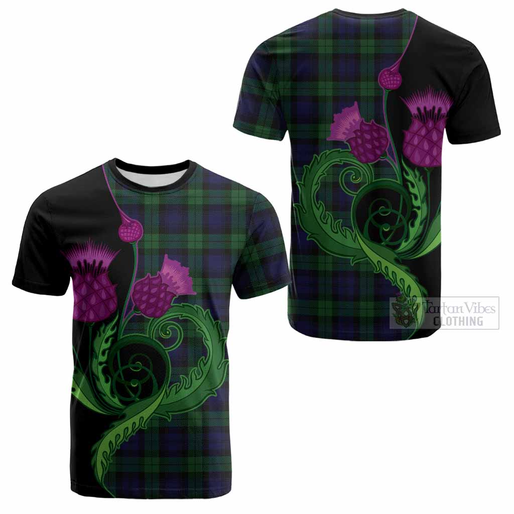 Black Watch Tartan Cotton T-shirt Traditional Scottish Thistle