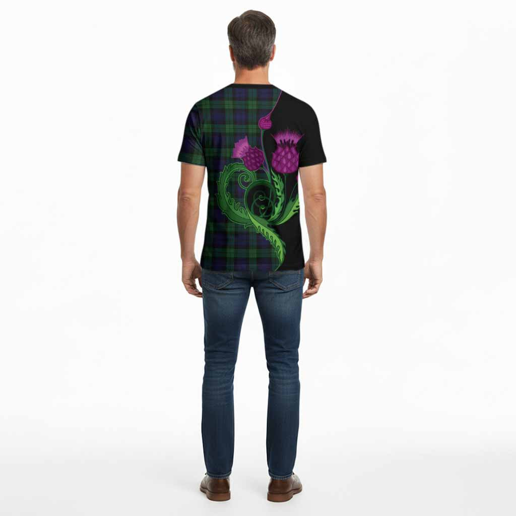 Black Watch Tartan Cotton T-shirt Traditional Scottish Thistle
