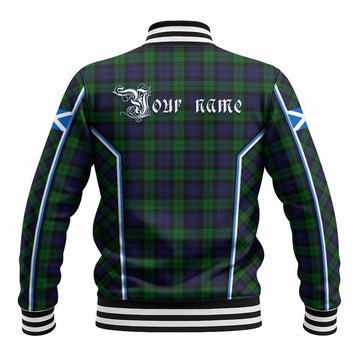 Black Watch Tartan Crest Baseball Jacket Scotland Coat of Arm Flag Style