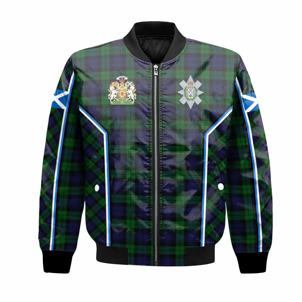 Black Watch Tartan Crest Bomber Jacket Scotland Coat of Arm Flag Style - Tartan Vibes Clothing