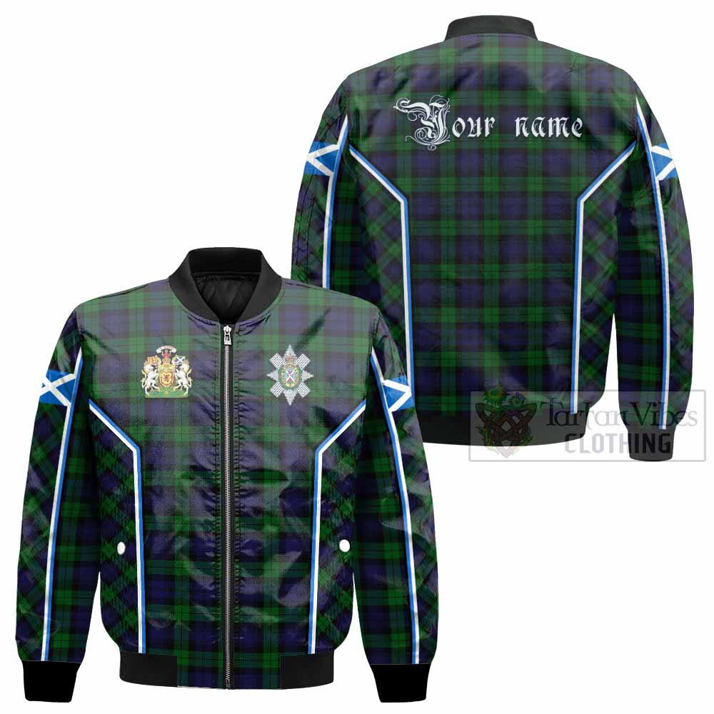 Black Watch Tartan Crest Bomber Jacket Scotland Coat of Arm Flag Style - Tartan Vibes Clothing