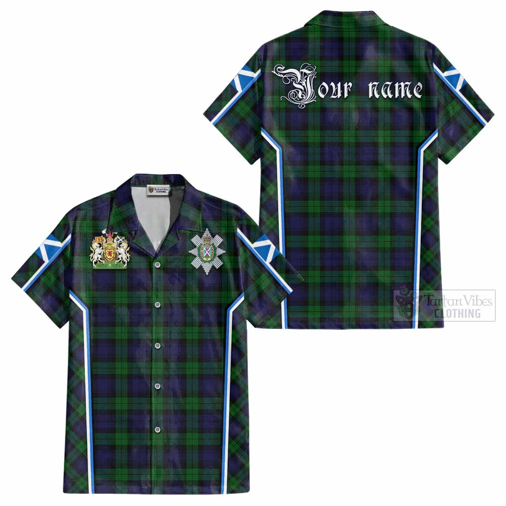 Black Watch Tartan Crest Cotton Hawaiian Shirt Scotland Coat of Arm Flag Style - Tartan Vibes Clothing