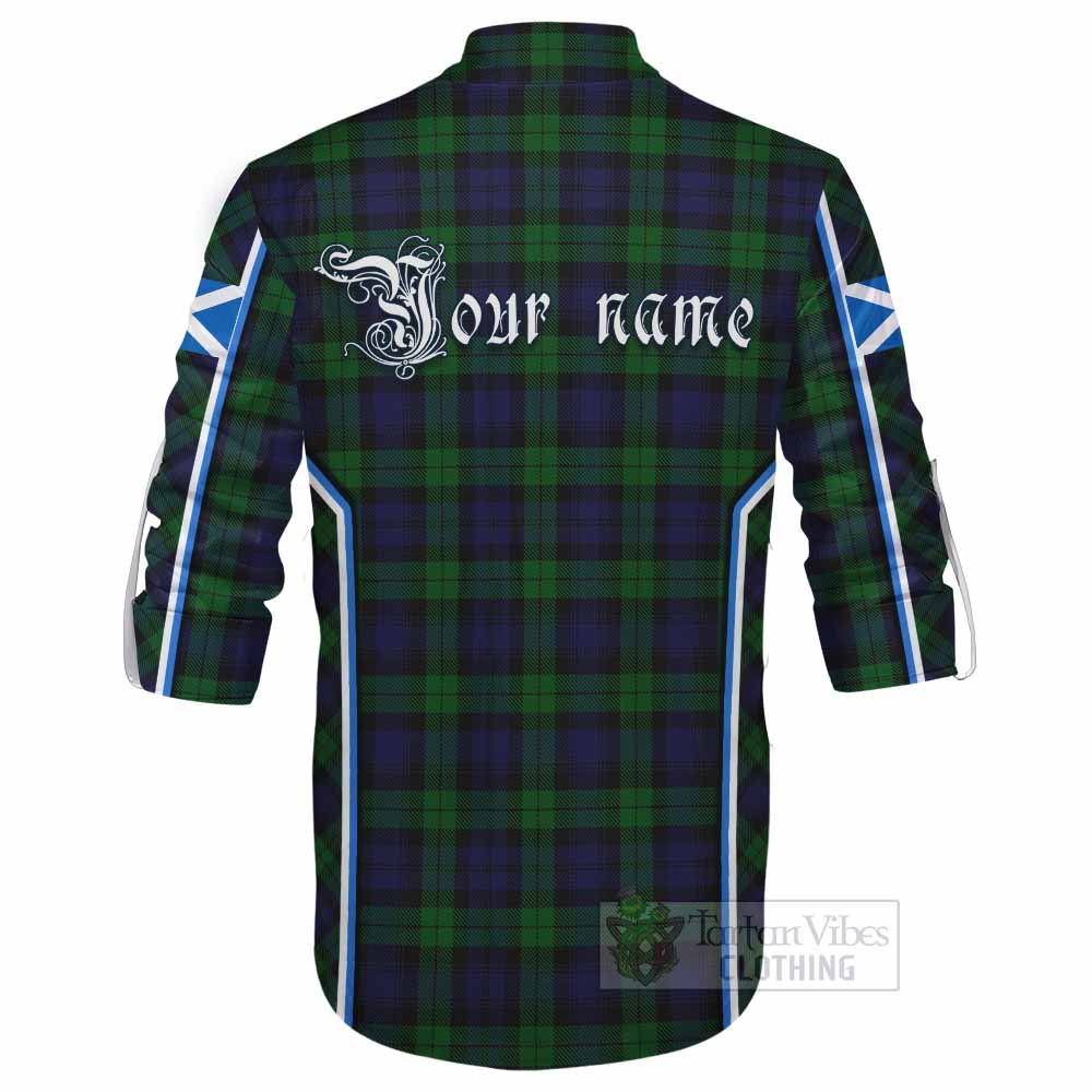 Black Watch Tartan Crest Ghillie Kilt Shirt Scotland Coat of Arm Flag Style - Tartan Vibes Clothing
