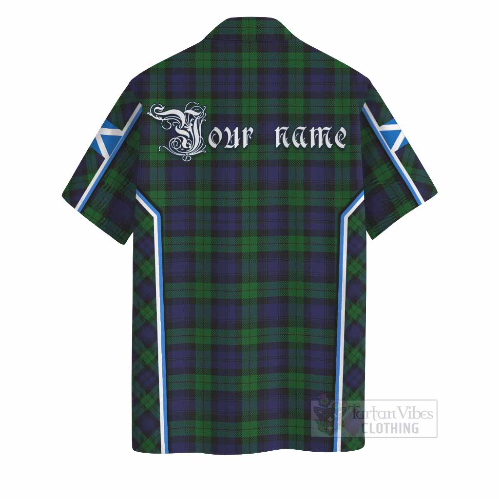 Black Watch Tartan Crest Hawaiian Shirt Scotland Coat of Arm Flag Style - Tartan Vibes Clothing