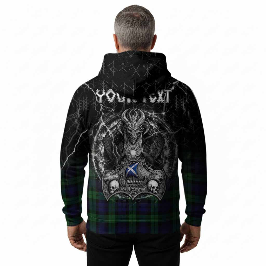 Black Watch Tartan Crest Hoodie Celtic Odin's Raven Legacy