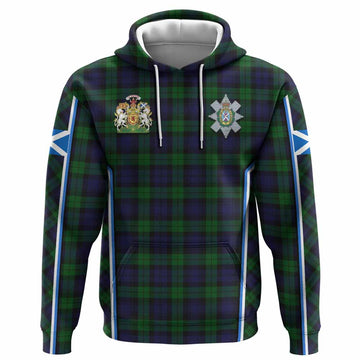 Black Watch Tartan Crest Hoodie Scotland Coat of Arm Flag Style