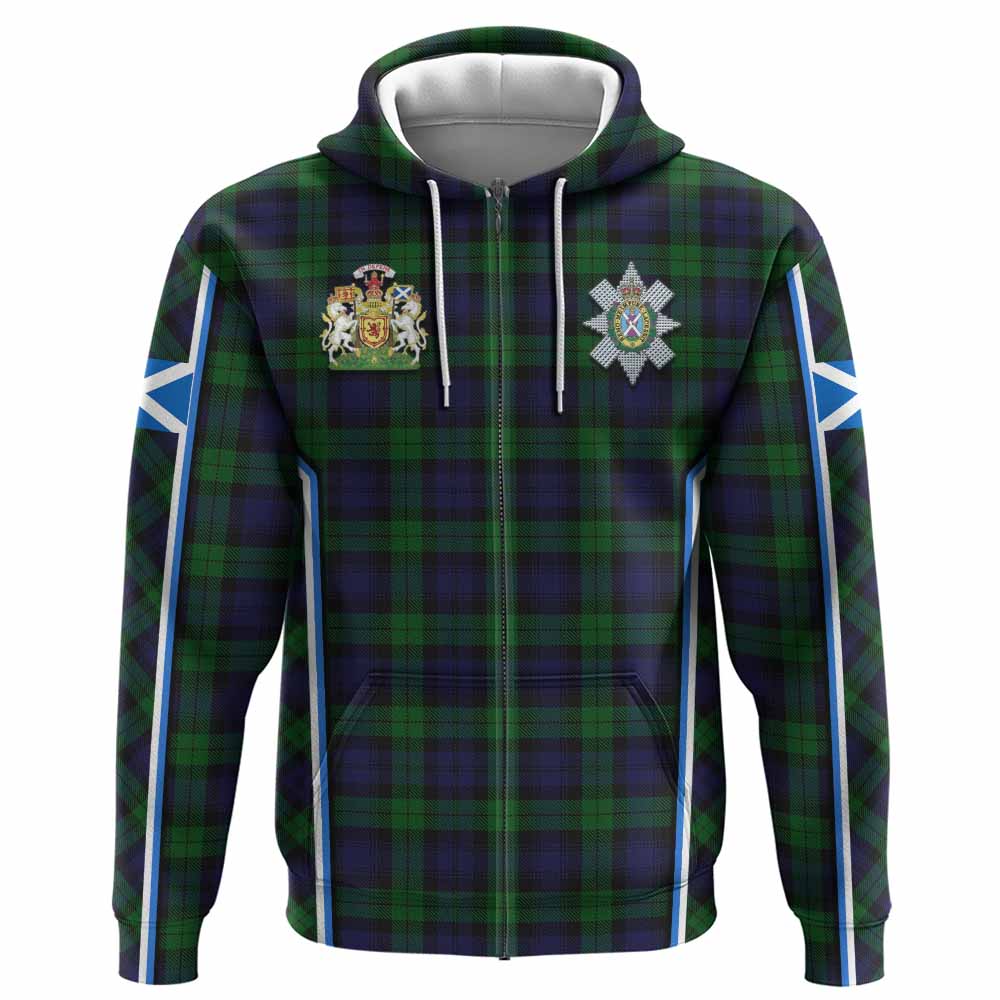 Black Watch Tartan Crest Hoodie Scotland Coat of Arm Flag Style - Tartan Vibes Clothing
