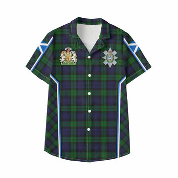 Black Watch Tartan Crest Kid Hawaiian Shirt Scotland Coat of Arm Flag Style - Tartan Vibes Clothing