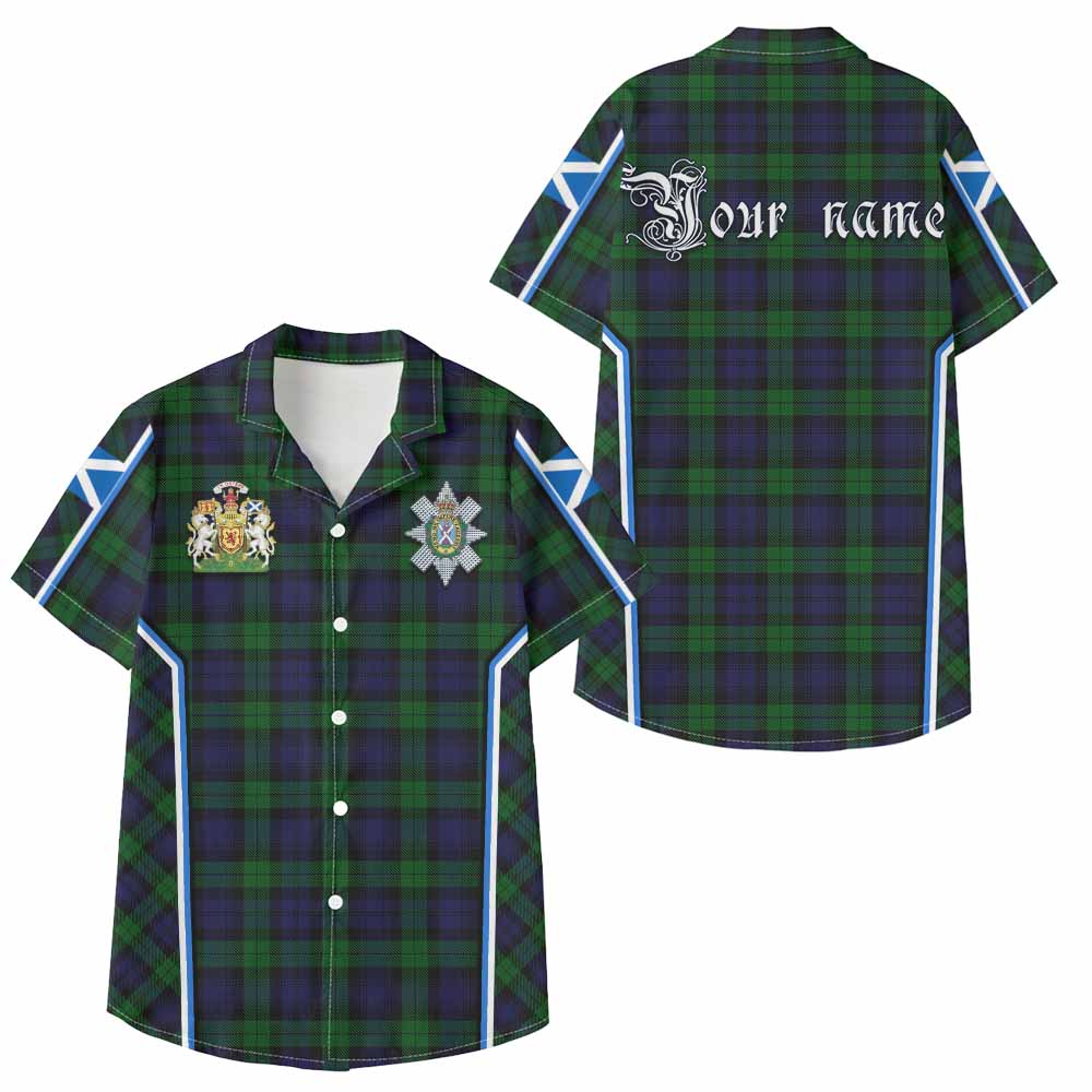 Black Watch Tartan Crest Kid Hawaiian Shirt Scotland Coat of Arm Flag Style - Tartan Vibes Clothing
