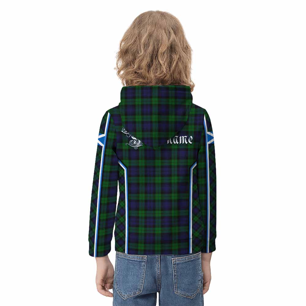 Black Watch Tartan Crest Kid Hoodie Scotland Coat of Arm Flag Style - Tartan Vibes Clothing