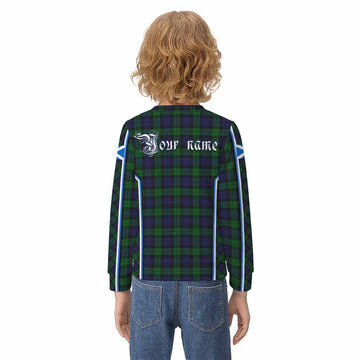 Black Watch Tartan Crest Kid Knitted Sweatshirt Scotland Coat of Arm Flag Style - Tartan Vibes Clothing