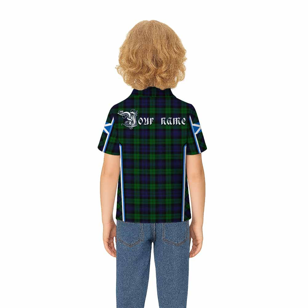 Black Watch Tartan Crest Kid Polo Shirt Scotland Coat of Arm Flag Style - Tartan Vibes Clothing
